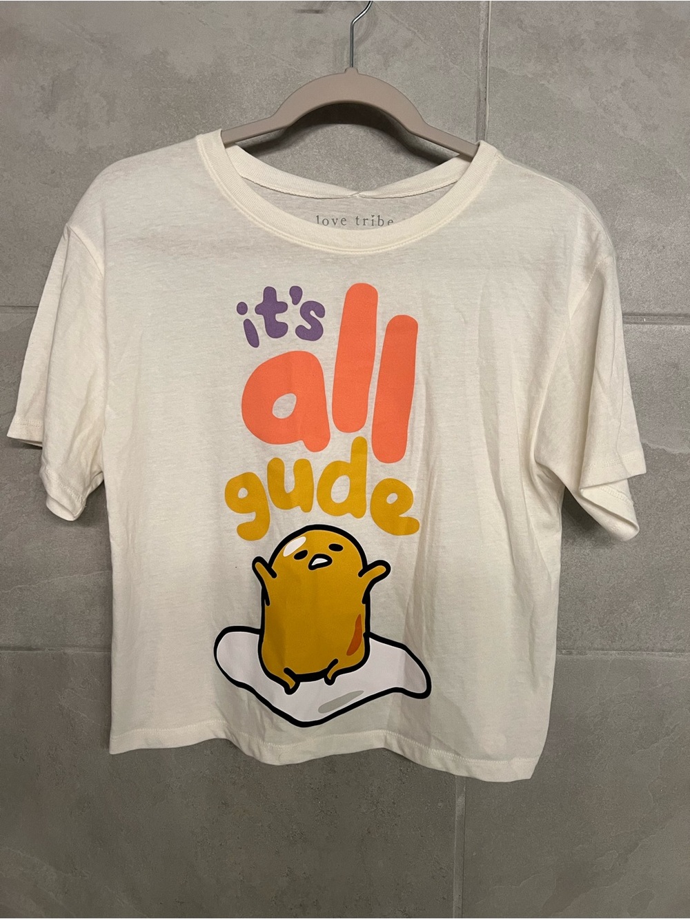 Love Tribe Cream Kids Gudetama Graphic Tee with Orange & Yellow Print